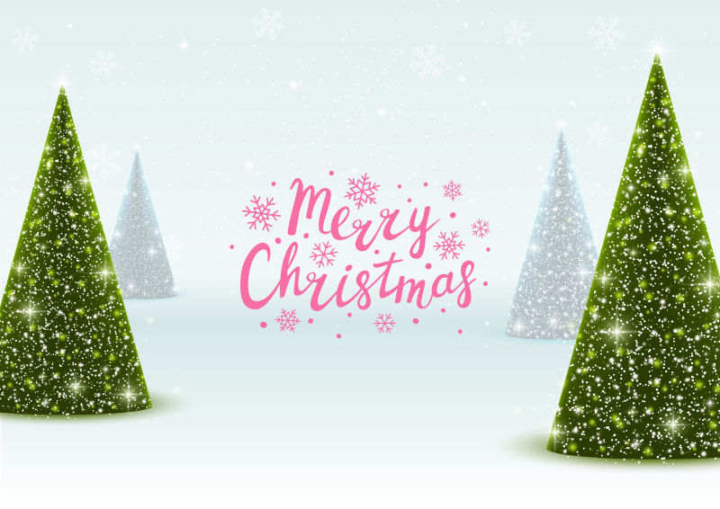 绿色圣诞树装饰贺卡矢量背景