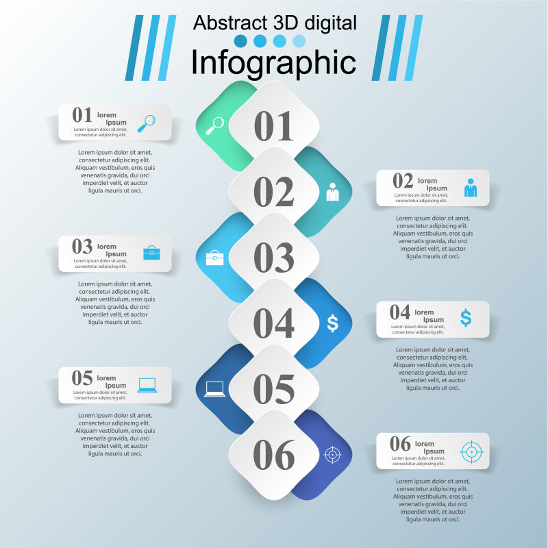 3D商业信息图表折纸风格矢量
