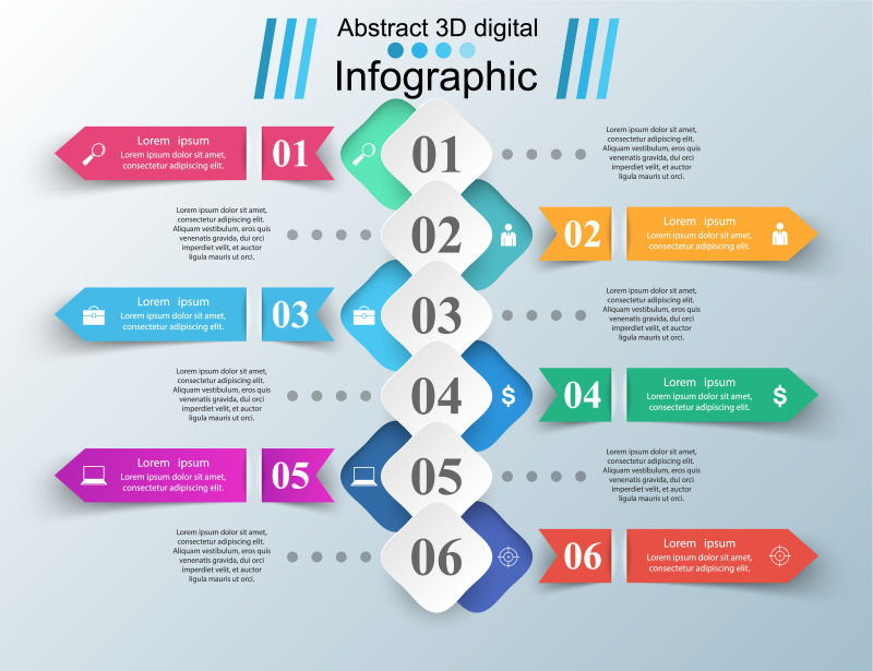 三维数字插图信息图表商业矢量