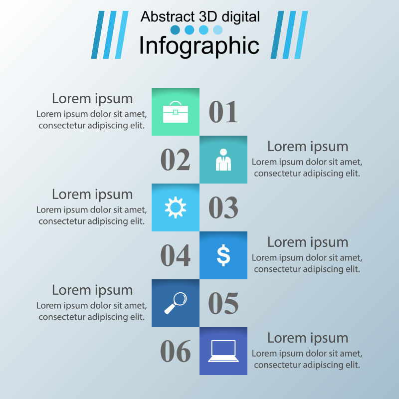 三维数字插图信息图表矢量