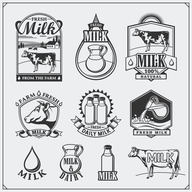矢量创意牛奶标签设计图