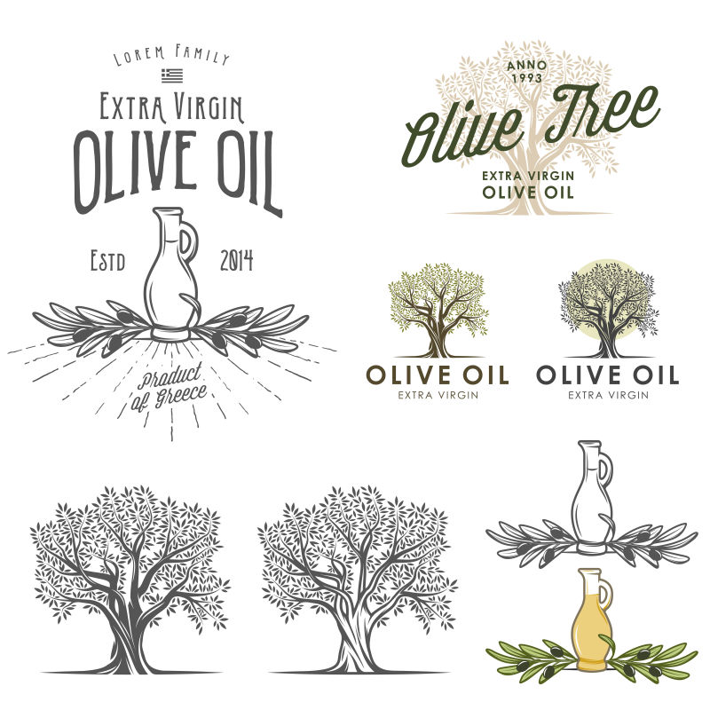 矢量的老式橄榄油标签设计