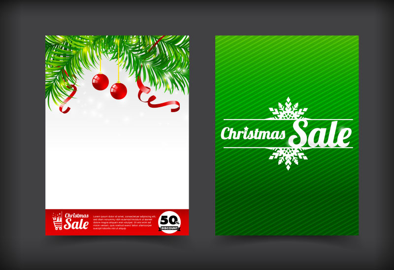 灰色背景上的圣诞销售海报设计矢量图