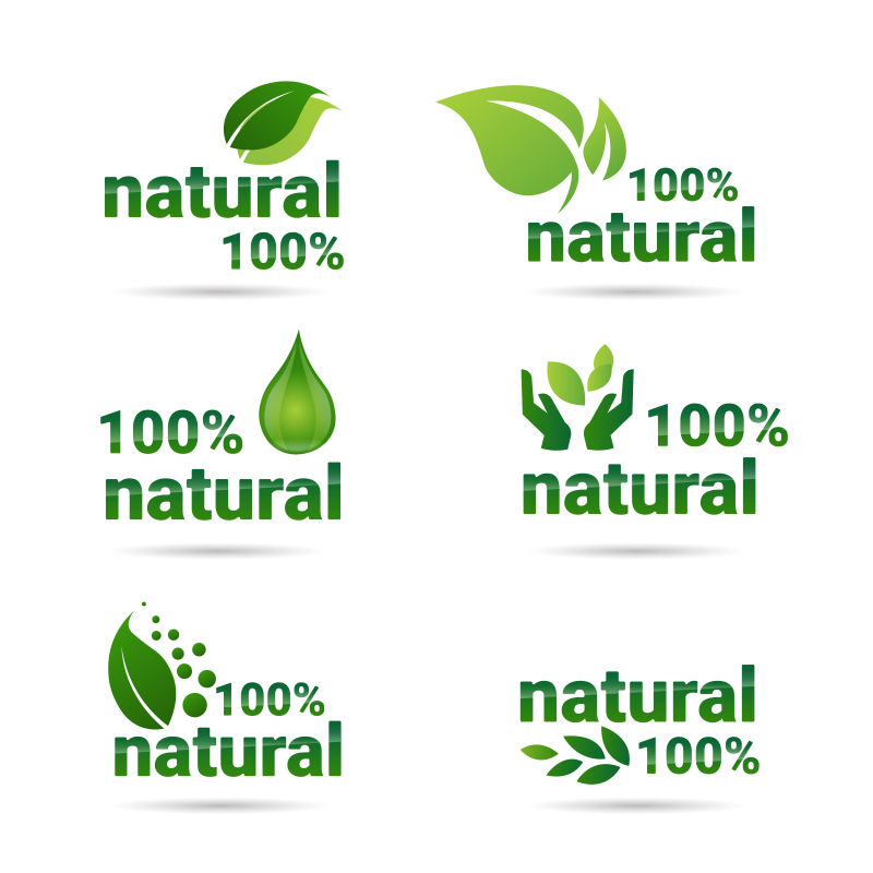 六个矢量绿色有机产品logo设计图