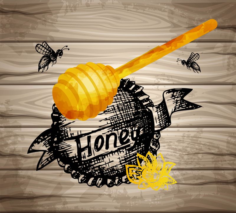 木板上的蜂蜜图标矢量