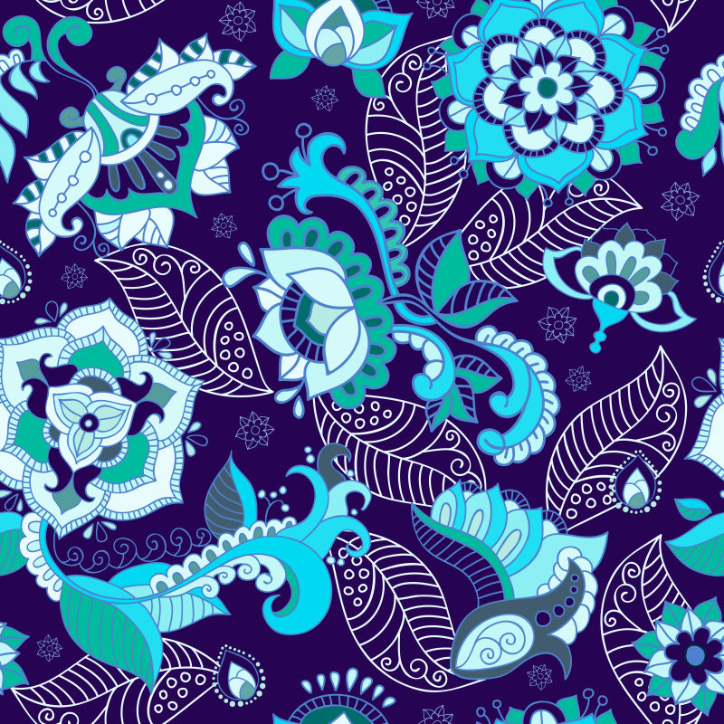 创意矢量蓝色抽象花卉图案背景