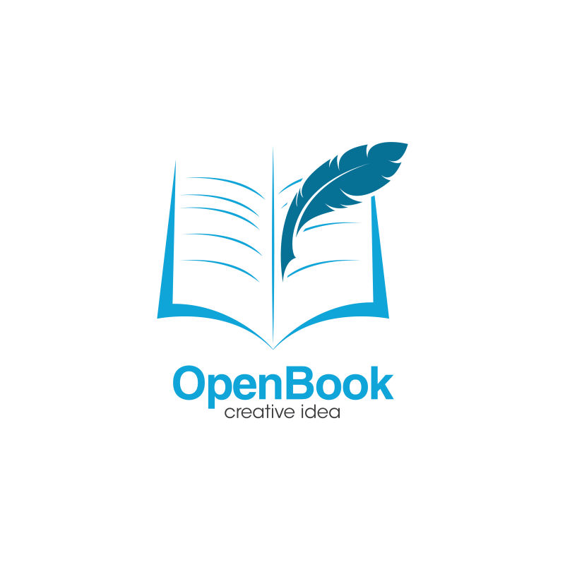 简洁的书籍概念logo设计矢量插图