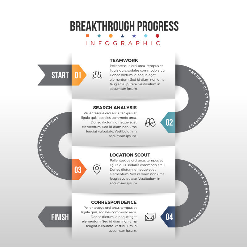 突破性进展信息图表设计元素的矢量插图