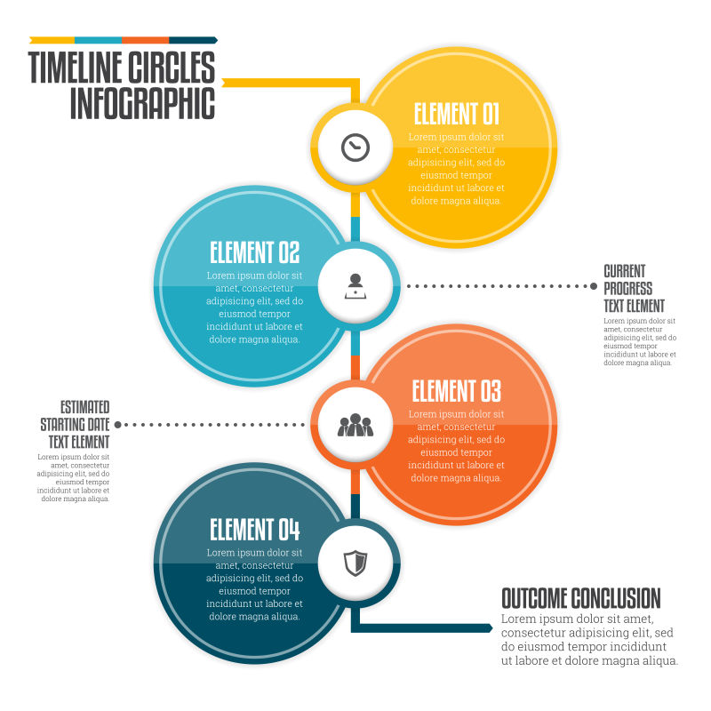 垂直时间线循环图形设计元素的信息图表矢量插图