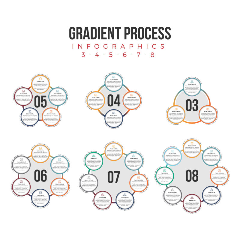 梯度过程信息图表设计元素矢量插图