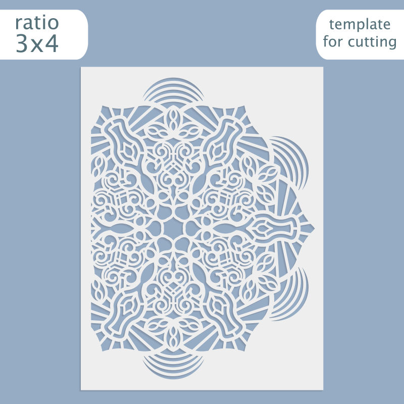 矢量花纹裁剪纸卡