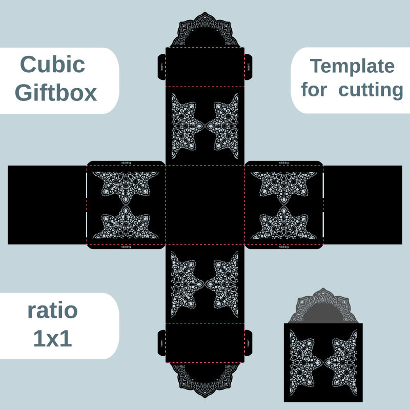 矢量镂空花纹装饰礼品纸盒