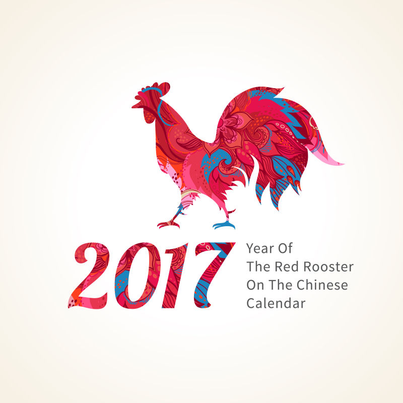 红公鸡象征2017矢量
