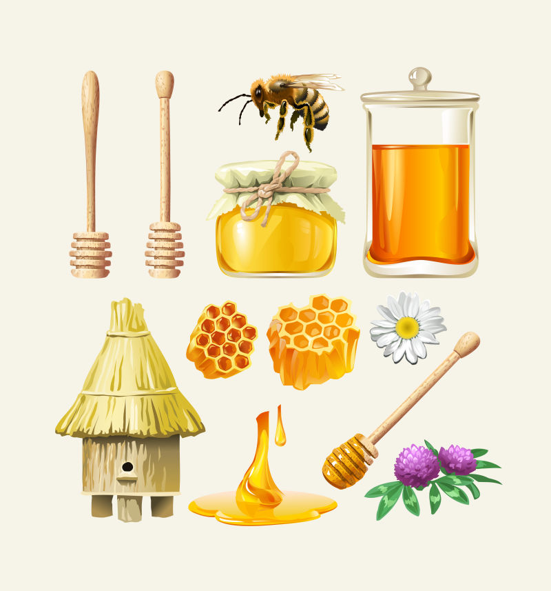 蜂蜜相关的东西矢量