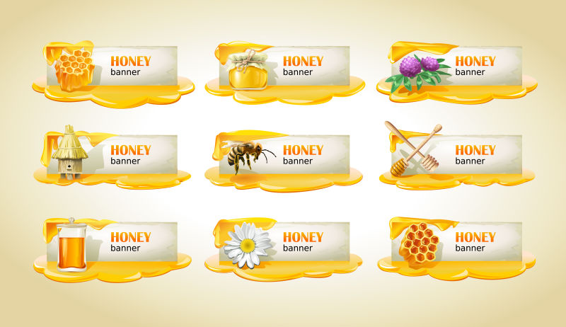 蜂蜜标题矢量