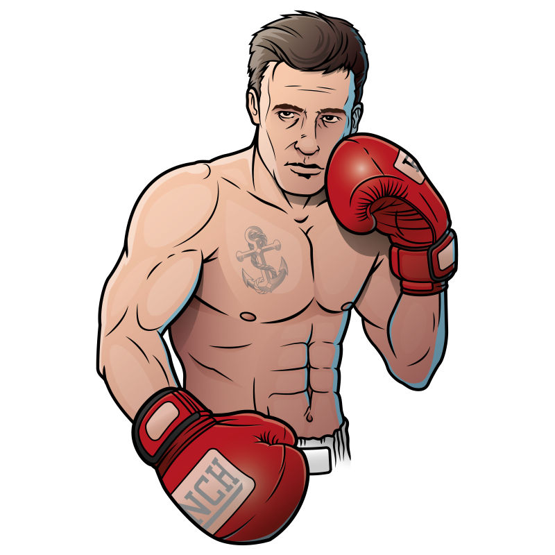 拳击战斗机创意标志和矢量插图