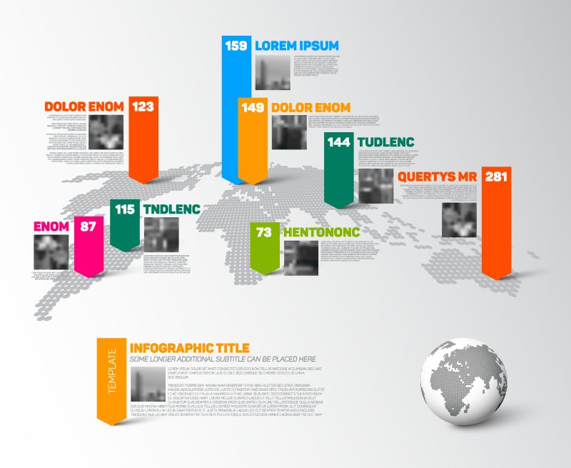 世界地图设计元素的信息图表设计矢量插图