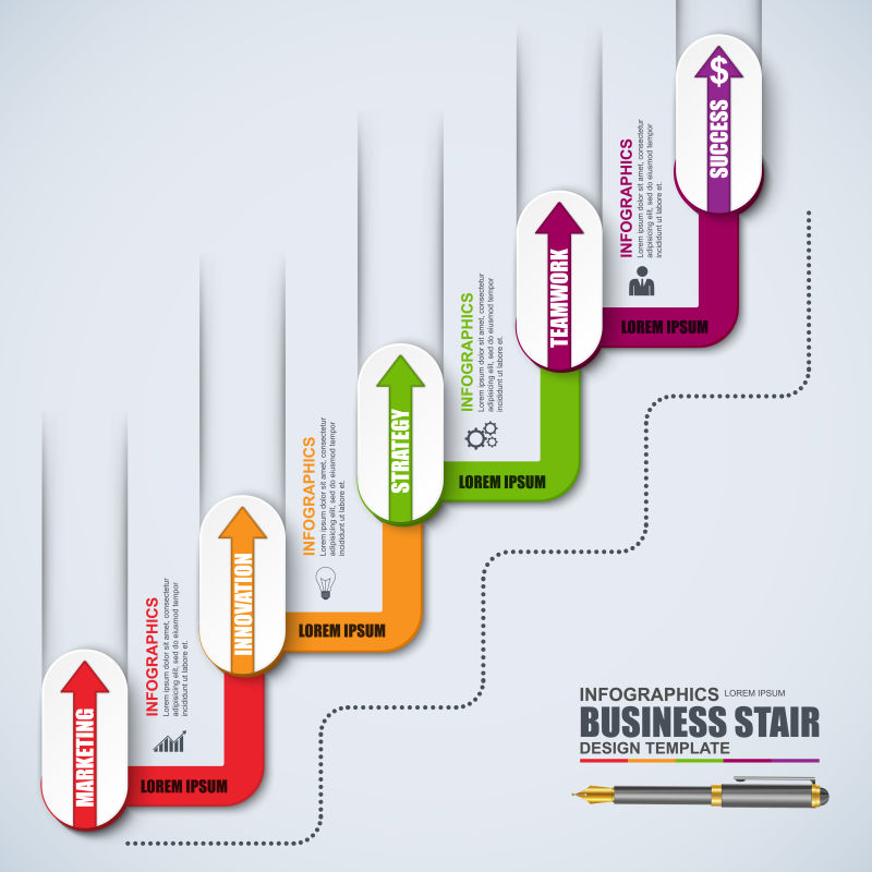 阶梯信息图表矢量设计