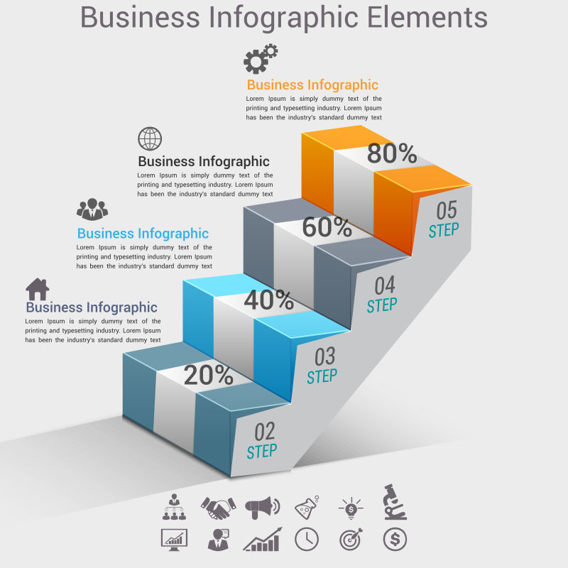 阶梯状矢量信息图表设计