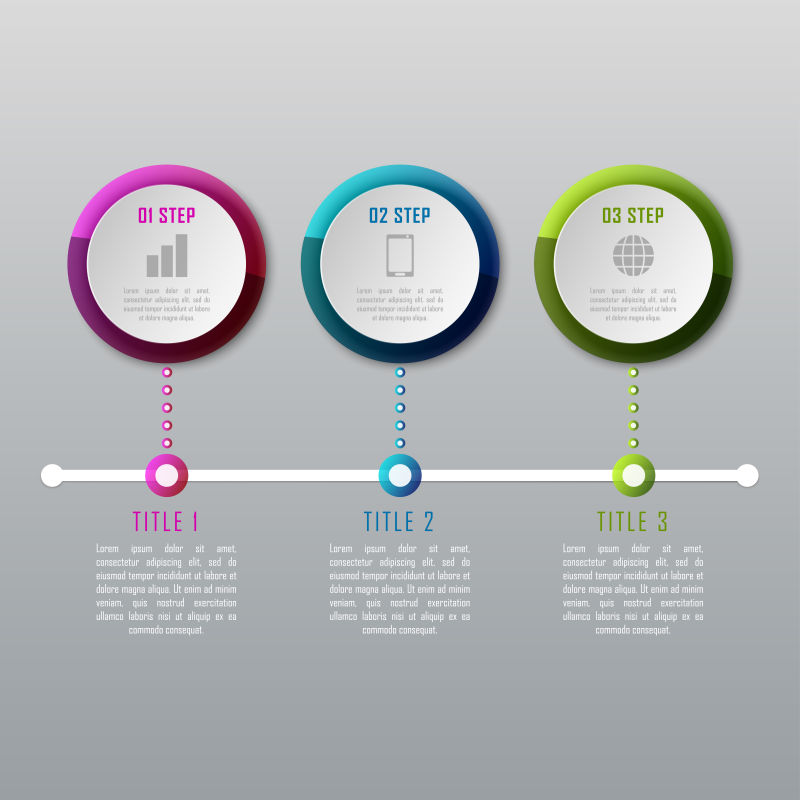 三步时间表信息图表矢量