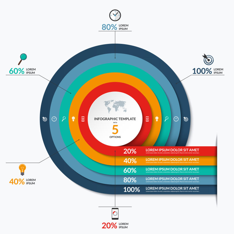 矢量彩色循环信息图表设计