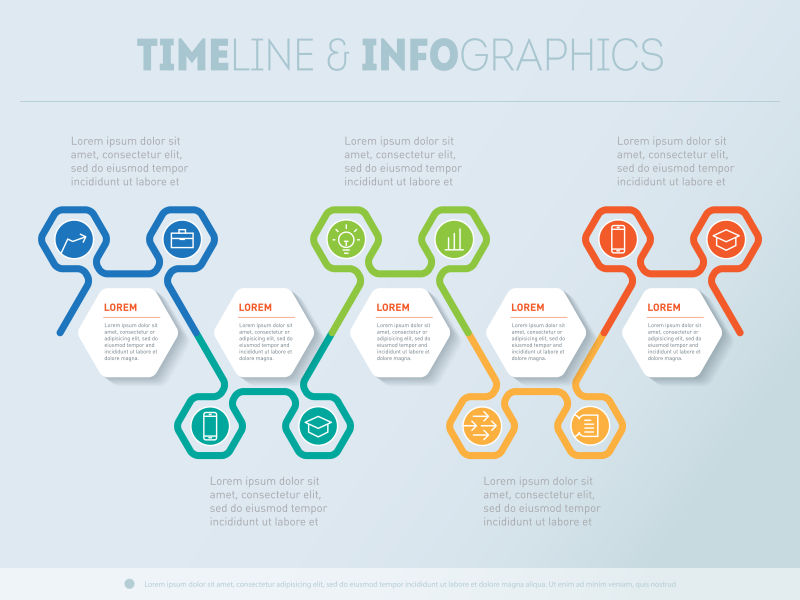 矢量时间轴或报告与图标集