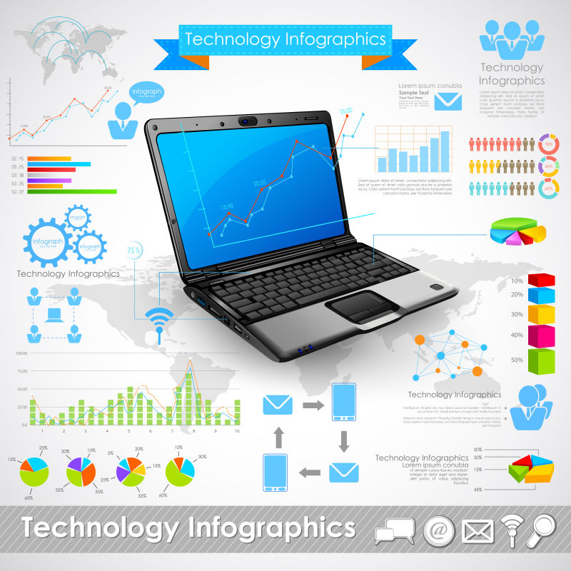 矢量现代技术信息图表设计