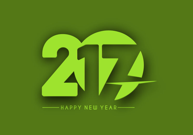 矢量绿色2017新年贺卡设计