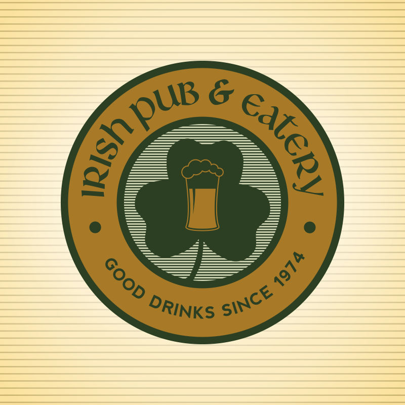 爱尔兰酒吧徽章矢量设计