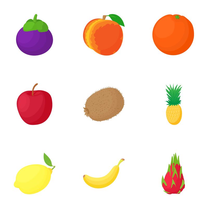 创意矢量卡通蔬果的平面图标设计