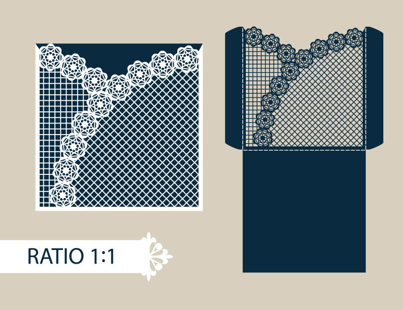花形镂空信封矢量