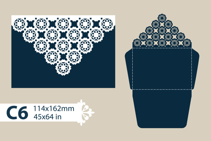 圆形镂空花边信封矢量