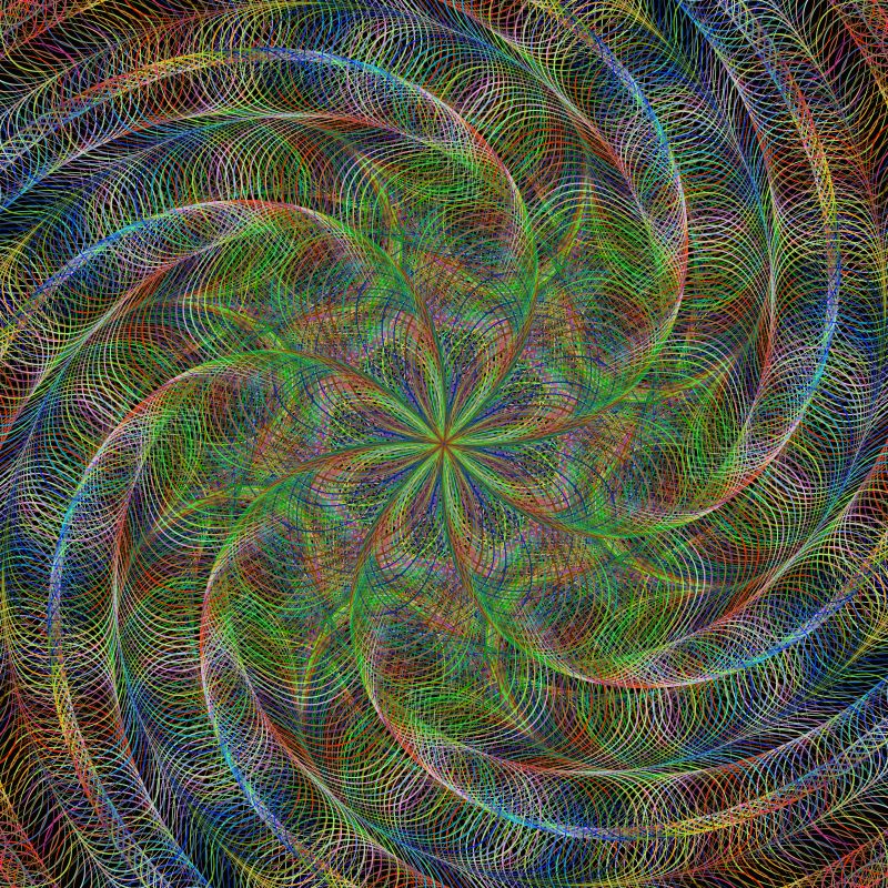 矢量网状彩色螺旋分形背景