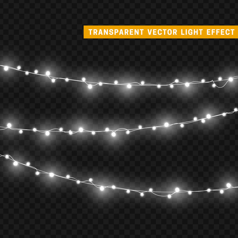 漂亮的圣诞节日彩灯设计效果矢量