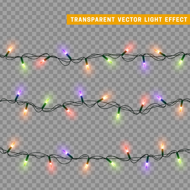 闪亮的节日彩灯装饰效果矢量