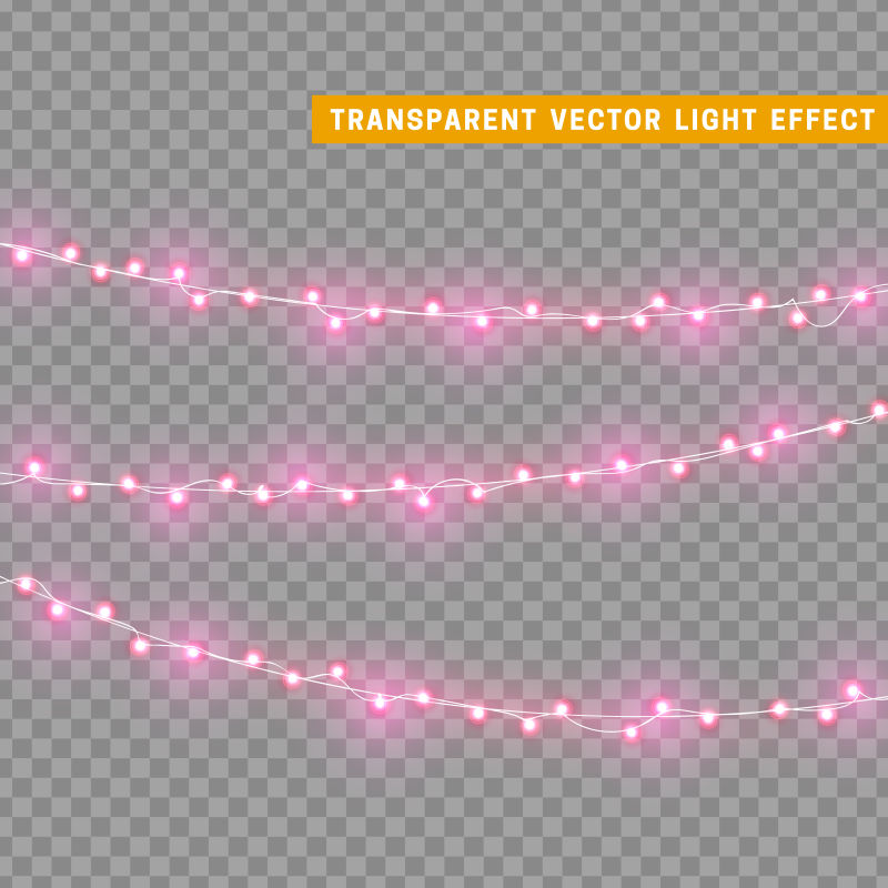 点亮的圣诞彩灯的设计效果矢量