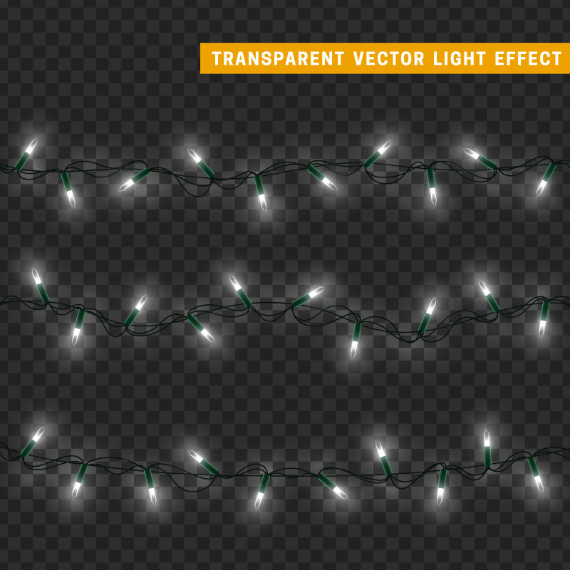 白色圣诞灯的设计矢量