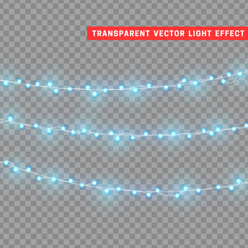 点亮的圣诞节日彩灯效果矢量