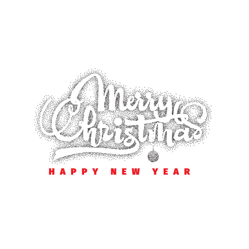 创意矢量点状风格的圣诞快乐字母插图