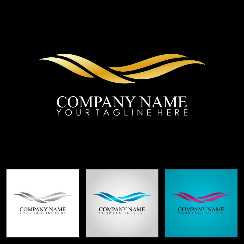 四色矢量波浪形创意logo设计