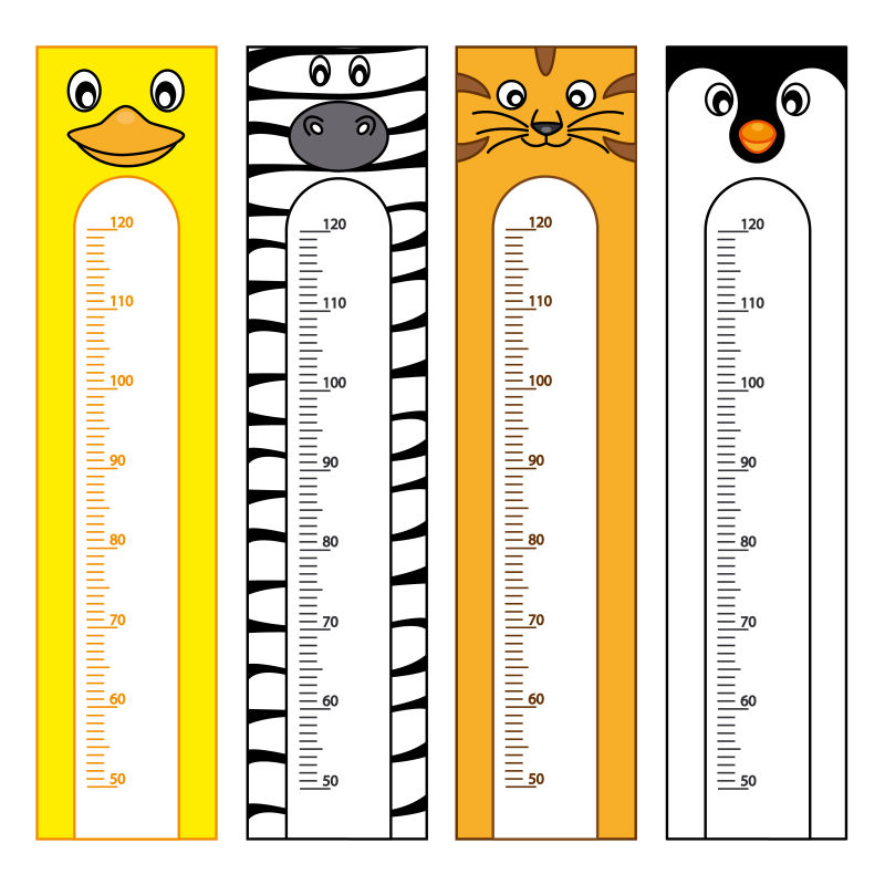 矢量的动物图案测量尺设计