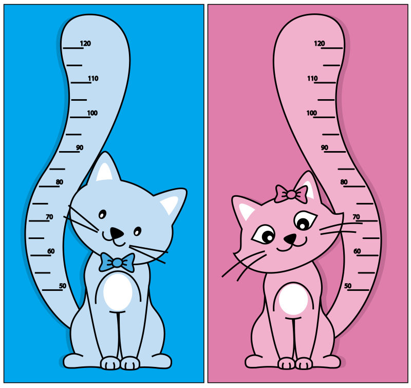 矢量的小猫图案测量尺设计