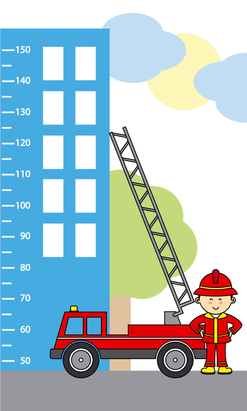 消防员图案测量尺矢量设计