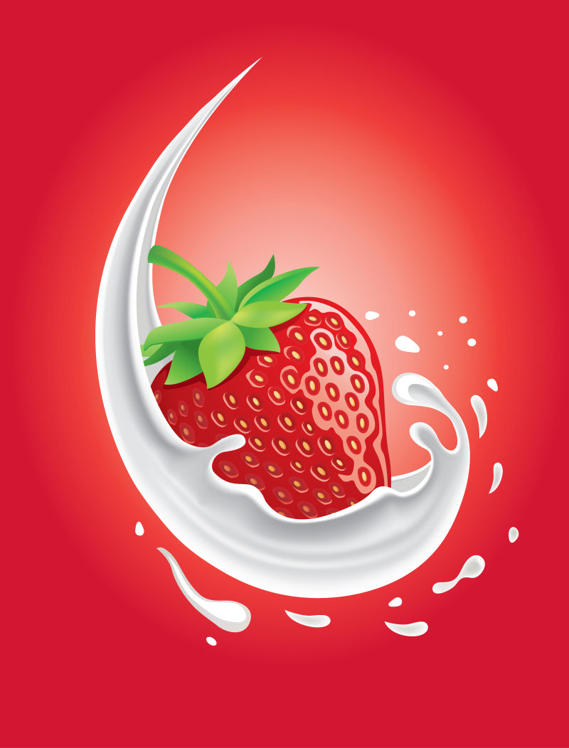 草莓酸奶矢量图