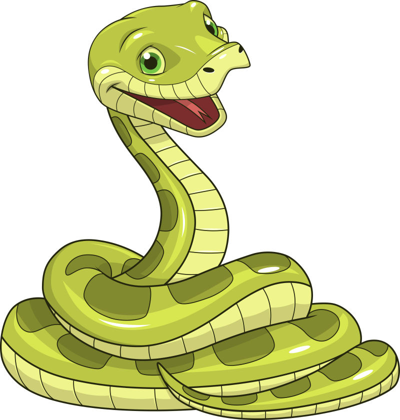 矢量可爱的绿色蛇插图