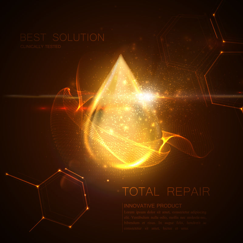 矢量橙色胶原蛋白水滴光效