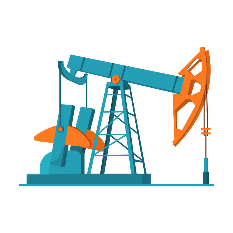 矢量石油开发打桩机的卡通图标设计