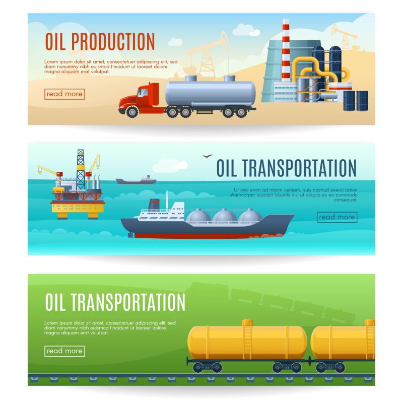 石油运输网页横幅矢量设计