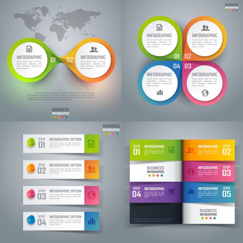 多种样式的信息图表矢量