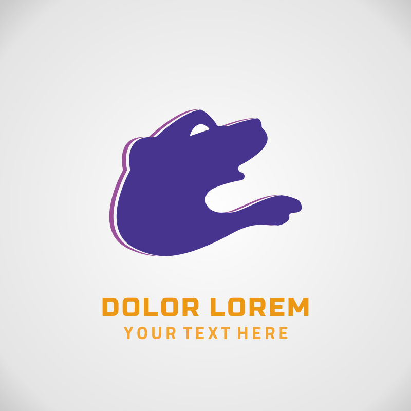 抽象矢量紫色熊头像标志设计